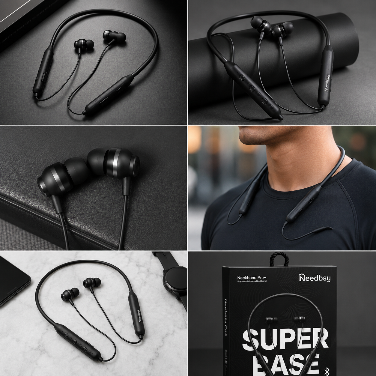 Needibay Neckband Pro+ – Wireless Bluetooth Neckband | Deep Bass | All-Day Comfort | Black