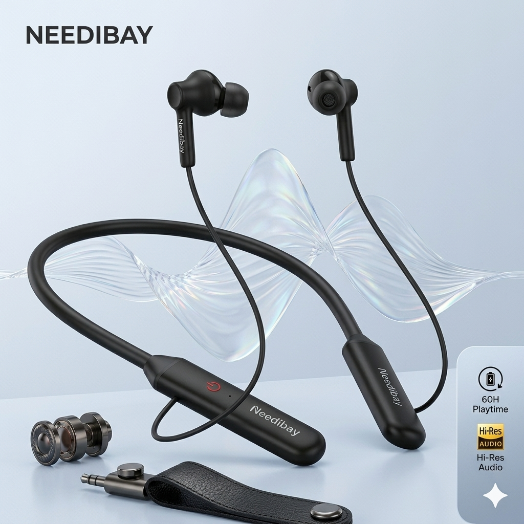 Needibay® Wireless Z2 NeckBand | Hi-Res Sound, 48H Playtime, Bluetooth 5.3, Quad Mic ENC, Fast Charging