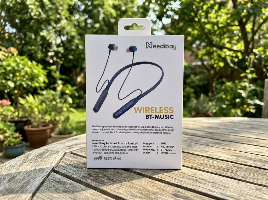 Needibay MUSIC Wireless Bluetooth Neckband Earphones – Deep Bass Music Series